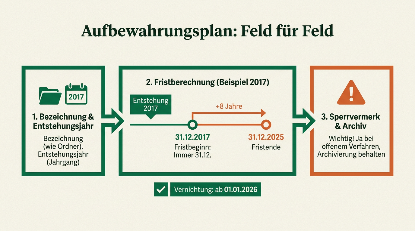 Aufbewahrungsfristen für Belege: Was Selbstständige 8 oder 10 Jahre aufbewahren müssen – So füllen Sie den Aufbewahrungsplan Feld für Feld aus